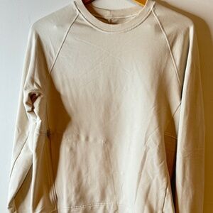 Men’s Lululemon City Sweat Crew w/ Size-Zip Hidden Pocket in Bone, Size Small